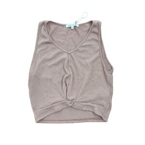 Zara Pink Ribbed Tie Front Sleeveless Tank Top